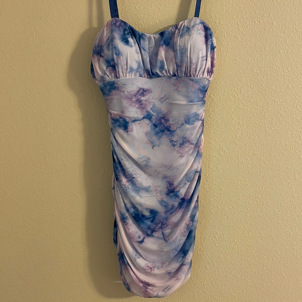 Purple and Blue Tye Dye Synched Dress
